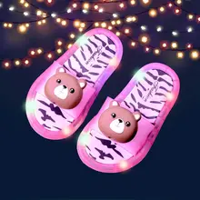 

2022 Footwear Luminous Jelly Summer Children's LED Slipper Girls Slippers PVC Non-slip Beach Sandals Kids Home Bathroom Blue