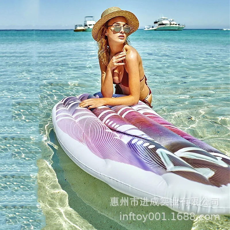 

Environmentally Friendly PVC Inflatable Feather Overwater Floating Mat Color Feather Floating Bed Popcorn Floating Row Manufactu