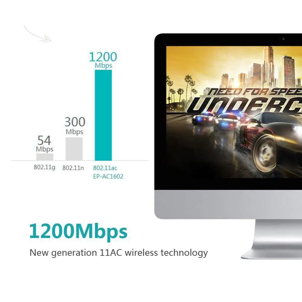 Горячая 1200 Мбит/с USB 3,0 беспроводной Wifi адаптер суперскоростная сетевая карта RTL8812 двухдиапазонный с антенной переменного тока для ноутбука рабочего стола