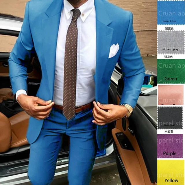 

Custom Made Classic Designs Blue Men Suit Slim fit Elegant Formal Groom Wedding Business Party Dress Tuxedo Jacket Pants Set
