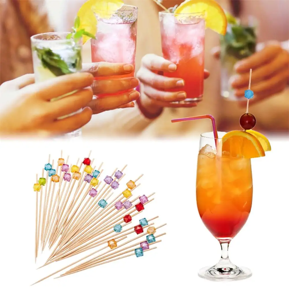 100 шт. одноразовые бамбуковые палочки для фруктов аппетиты напитков коктейлей