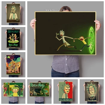 

Cartoon retro art style Rick and Morty print for living room home decor HD quality Nursery Kids Room posters canvas painting 538