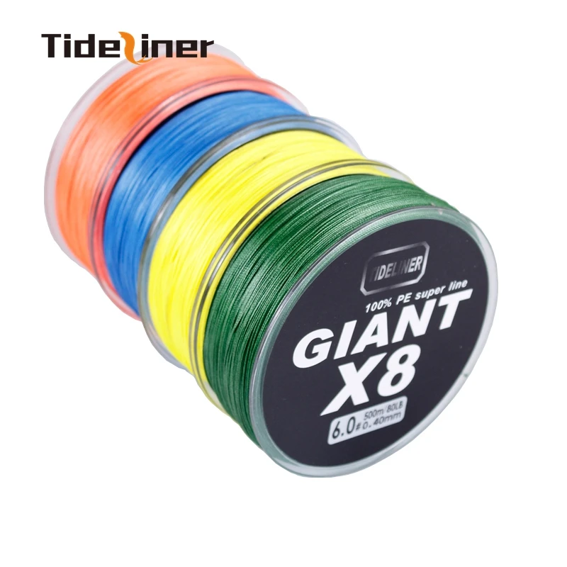 Tideliner 8 плетеная леска 500 м/5460yds, диаметр: 0,14 мм-0,5 мм, размер: 15-100lb PE плетеная леска j-плетеная леска