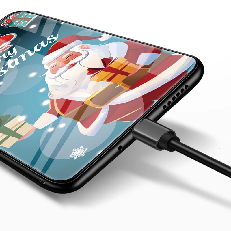 Xmas закаленное Стекло чехол для samsung Galaxy A50 A40 A30 A70 J7 J5 A7 A9 A8 S8 S9 S10 Lite J4 J6 A6 плюс J8 чехол Coque