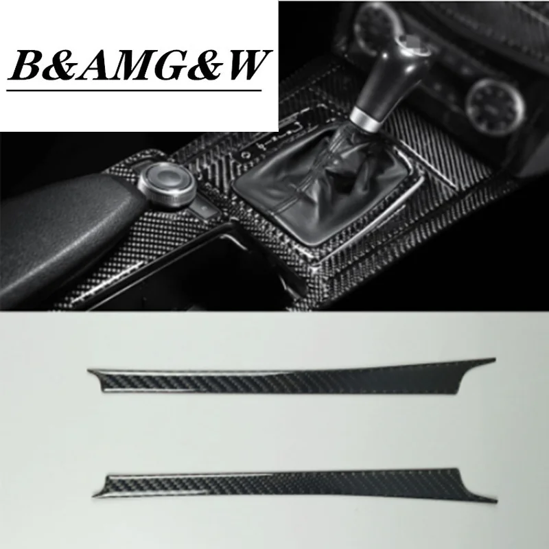 

Carbon Fiber Center Console Gear Shift Trim Strips 2Pcs For Mercedes Benz C Class W204 2007-2013 Car Interior Accessories