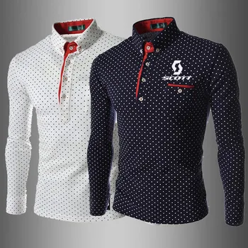 

Men's for scott Shirt Printed T Shirt Summer lapel Mens long Sleeve Casual Fashion Cotton male Tops Cloth sc1