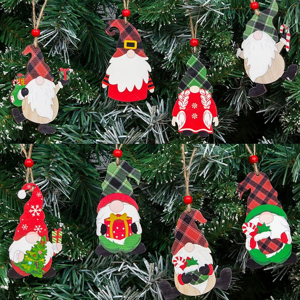 クリスマスノメの木製の装飾8つのスタイルのchirstmas木製の家庭面白いルドルフクリスマスツリーオーナメントかわいいおばあちゃん Pendant Drop Ornaments Aliexpress