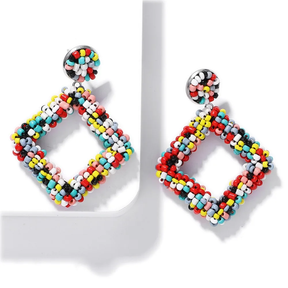 Miwens, новинка, Bauble Bar, синие Квадратные бусины, свисающие, модные женские серьги, кисточка, овальная рафия, массивные серьги-подвески ювелирные изделия