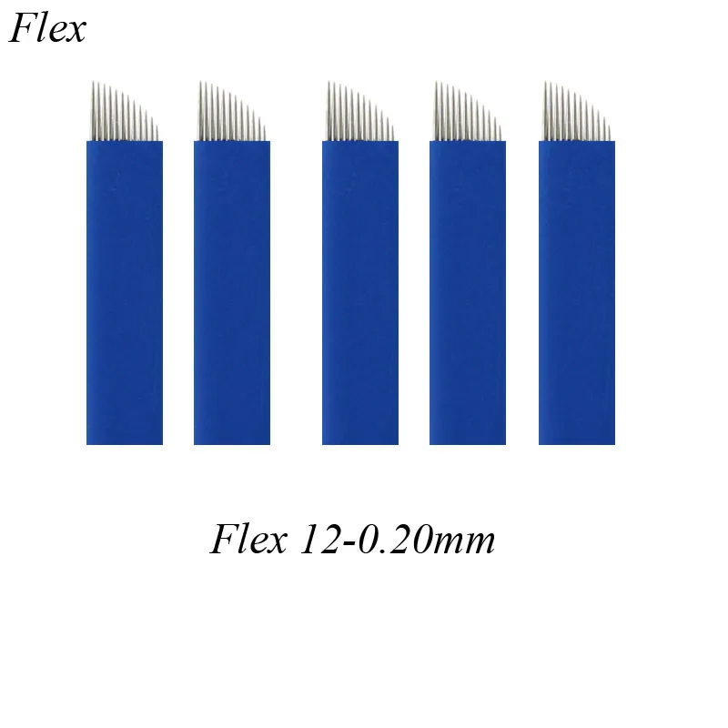 

50 Pcs 0.20mm Flex 12 Blue Microblading BladesEyebrow Tattoo Permanent Makeup Blade For Tobori Pen