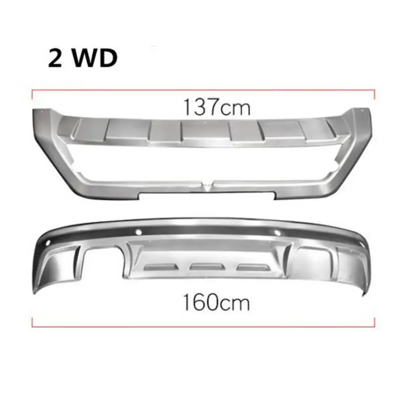 Для Volkswagen/VW Tiguan L, бампер защитная пластина высокого качества из нержавеющей стали передняя+ задняя авто аксессуары - Цвет: 2 WD
