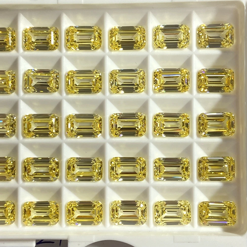 Meisidian 6A 6X9mm 3.6 Carat Emerald Cut Loose Cubic Zirconia Vivied Yellow CZ Diamond