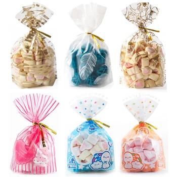 

50pcs Small Plastic Packaging Bags Cookie Candy Bag Pink Love Christmas Wedding Gift Bags Biscuit Baking Cake Wrapper Pouches