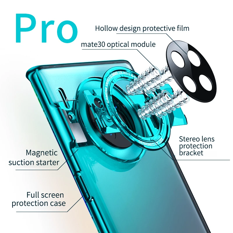 Для huawei mate 30 Pro 5G чехол с прозрачной магнитной защитой от ударов и подставкой для huawei mate 30 Pro с объективом для камеры