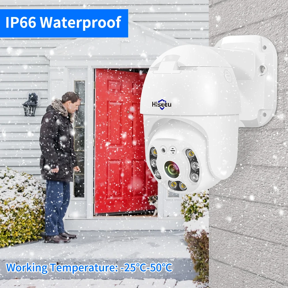 Hiseeu 4MP 5MP 8MP POE PTZ IP CCTV Surveillance Camera Digital ZOOM Waterproof ONVIF 4K Camera 2-Way Audio Face Detection
