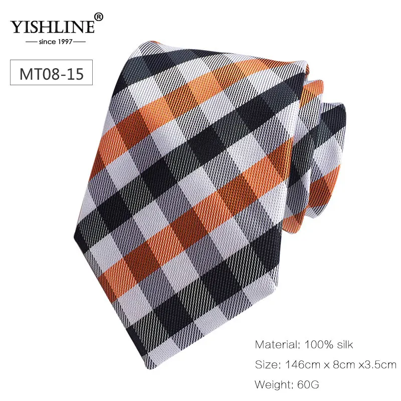 MT08-15 YISHLINE, новинка, 8 см, мужской галстук, шелковые галстуки, одноцветные, в горошек, мужские свадебные галстуки, мужские галстуки для жениха, галстук, самозавязанный, стрелка, Осень-зима, 20 стилей - Цвет: MT08-15