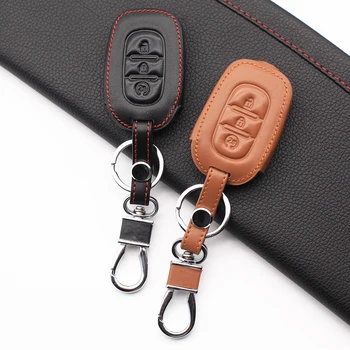 

For Renault Duster Sandero Captur Logan Clio Laguna Scenic 2016 2017 3-Buttons Carrying Leather Key Case Car Wallet