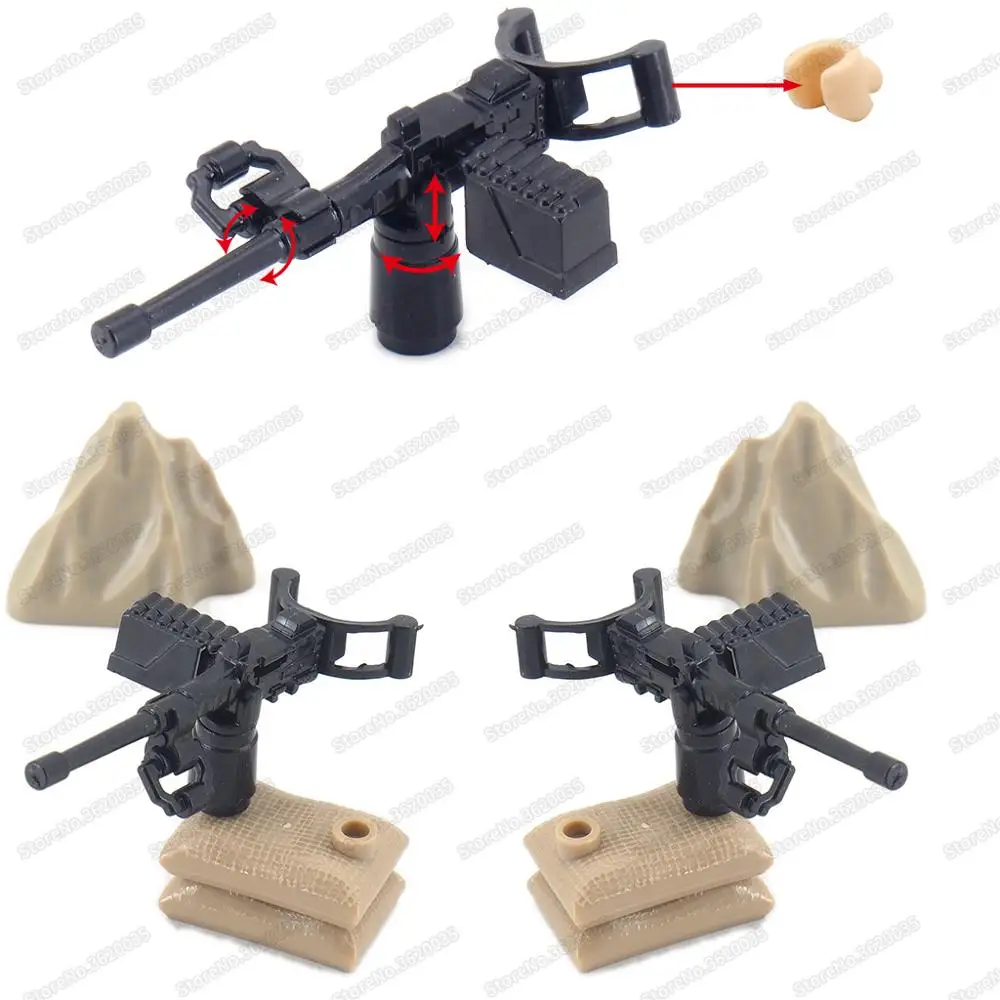 Армейский тяжелый пулемет M2 WW2 военный строительный блок фигурки оружие набор