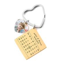 

Custom Name Calendar Gold Keychain Personalized Family Photo Keyring Customized Any Date Key Chain for Women Man Jewelry Gift