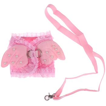 

Small Dog Harness and Leash Set Angel Wing Pet Cat Vest Harness with Lace Mesh Padded for Small Puppy Dogs Chihuahua Yorkies
