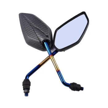 

2Pcs/Pair Motorcycle Rearview Mirror Scooter E-Bike Rear View Mirrors Back Side Convex Mirror 10mm Carbon Fiber