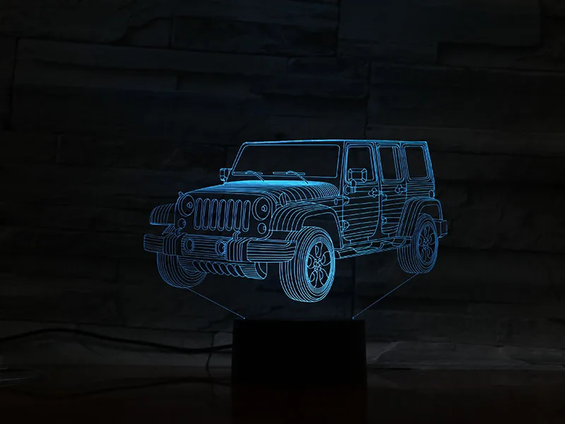 3D лампа Jeep на батарейках изменение цвета с пультом дистанционного управления