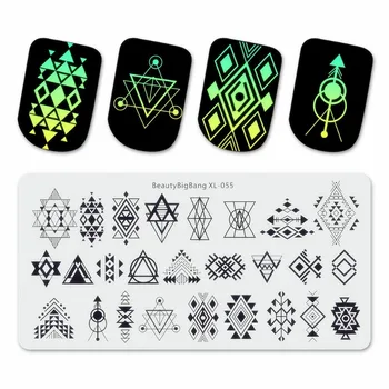 

BeautyBigBang 1Pc Nail Stamping Plates Geometry Delta Symbol Nail Mold Totem Pattern Template Nail Art Stencil Nail Art Tools