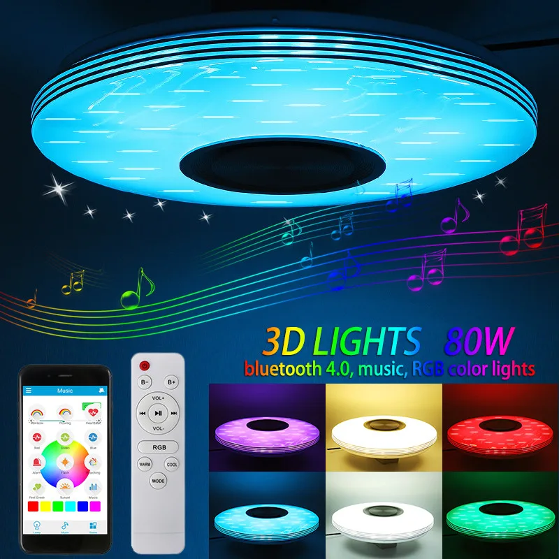Inteligentna muzyka LED lampy sufitowe RGB ściemniania 80W pilot aplikacji sterowania nowoczesne lampy bluetooth światła lampy do sypialni lampy sufitowe nowy Inteligentna muzyka LED lampy sufitowe RGB ściemniania 80W pilot aplikacji sterowania nowoczesne lampy bluetooth światła lampy do sypialni lampy sufitowe nowy