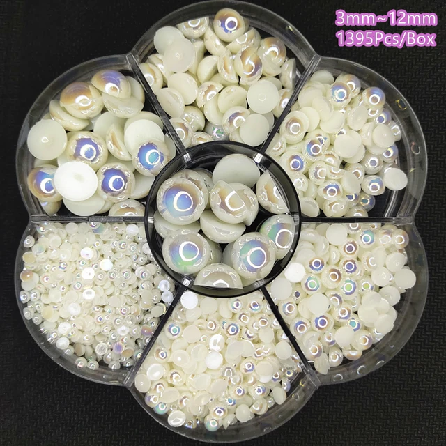 White Half Round Flatback Pearls mix sizes Imitation Pearl Beads Stone Flat  Back Glitters For Craft DIY Nail Craft Decoration - AliExpress