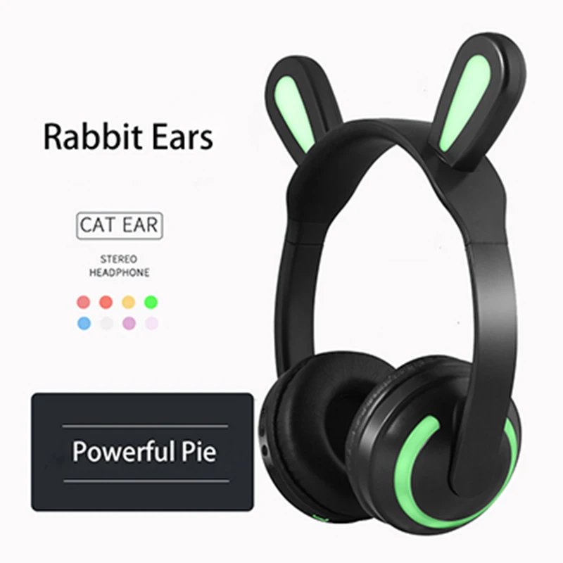 Rabbit no retail box Светодиодный светильник с кошачьими ушками, наушники с шумоподавлением, Bluetooth, Детская гарнитура, поддержка TF карт, разъем 3,5 мм для телефонов с микрофоном - Цвет: Rabbit no retail box