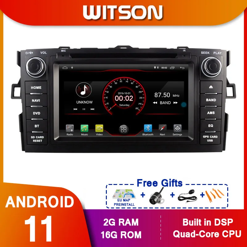 Автомобильный DVD-плеер WITSON на Android 11 GPS-навигатор для TOYOTA AURIS 2007 4-ядерный процессор