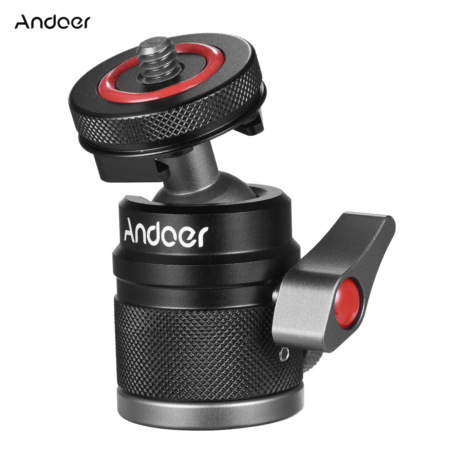 Andoer Mini Ball Head Adapter Monitor Mount Cold Shoe Adapter 360