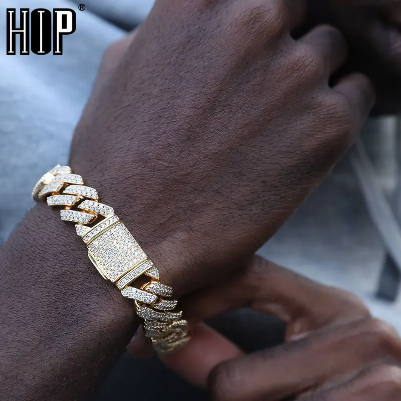 Хип-хоп Тяжелая пряжка 14 мм Bling кубический циркон медь AAA + Iced Out CZ кубинский
