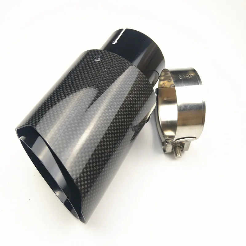 OUT 101MM Gloss blac 1 шт. на входе 63 мм из нержавеющей стали выхлопной наконечник из углеродного волокна автомобильный Стайлинг выхлопной автомобиль глушитель наконечник - Цвет: OUT 101MM Gloss blac