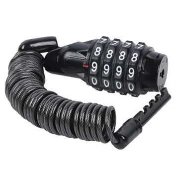 

HOT-MINI Anti-Theft Helmet Lock 4 Digit Password Bicycle Lock for Scooter Motorcycles Cycling Portable Bike Cable Lock