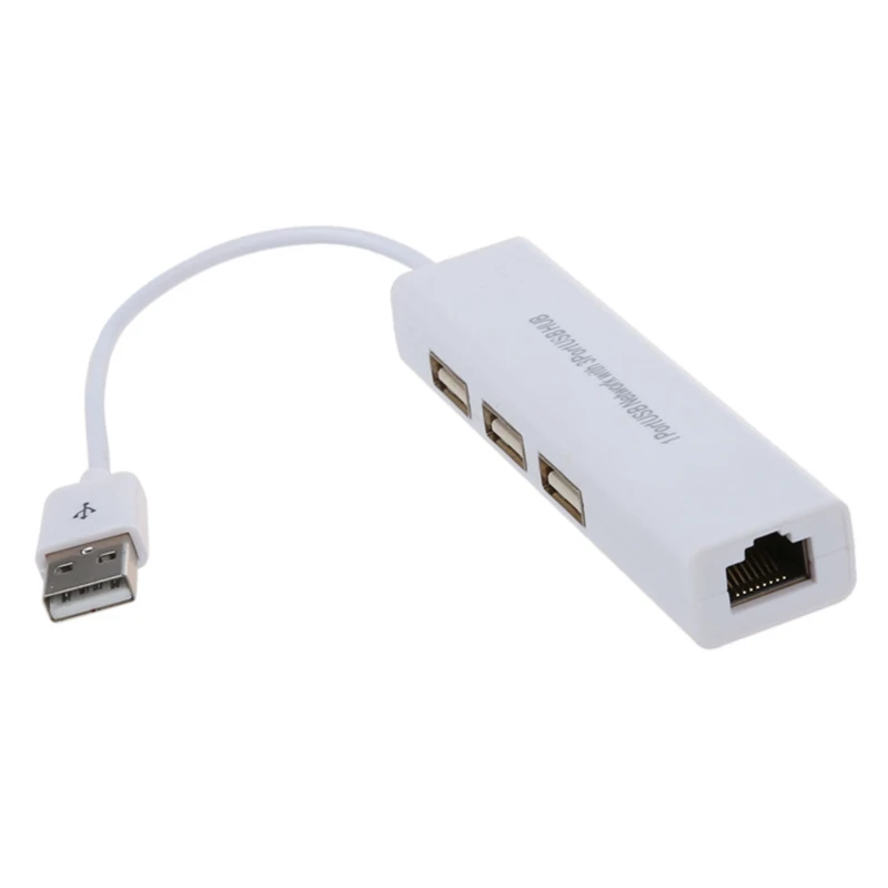 Концентратор USB 2,0 с 3 портами и сетевым адаптером Ethernet LAN Card 10/100 Мбит/с