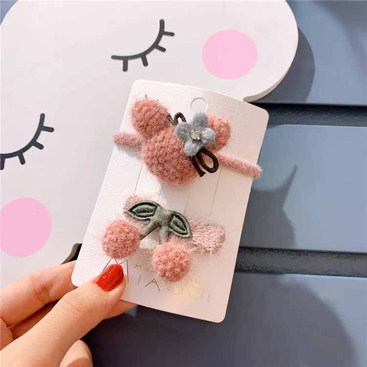 60 компл./лот 2 шт./компл. DIY простой мульти плюш с маленьким медведем из мультфильма Заколки для волос резинки для волос Инструменты для укладки волос аксессуары HA1401