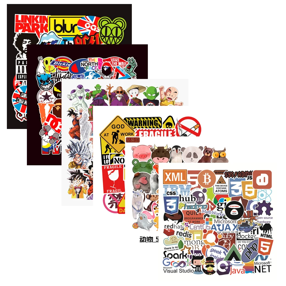 

100PCS multi-style mixed cartoon cute superhero fashion trend spoof rock car scooter suitcase motorcycle toy waterproof sticker