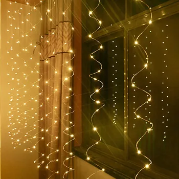 

300LED Christmas Curtain Fairy Lights USB String Light Home w/Remote Control