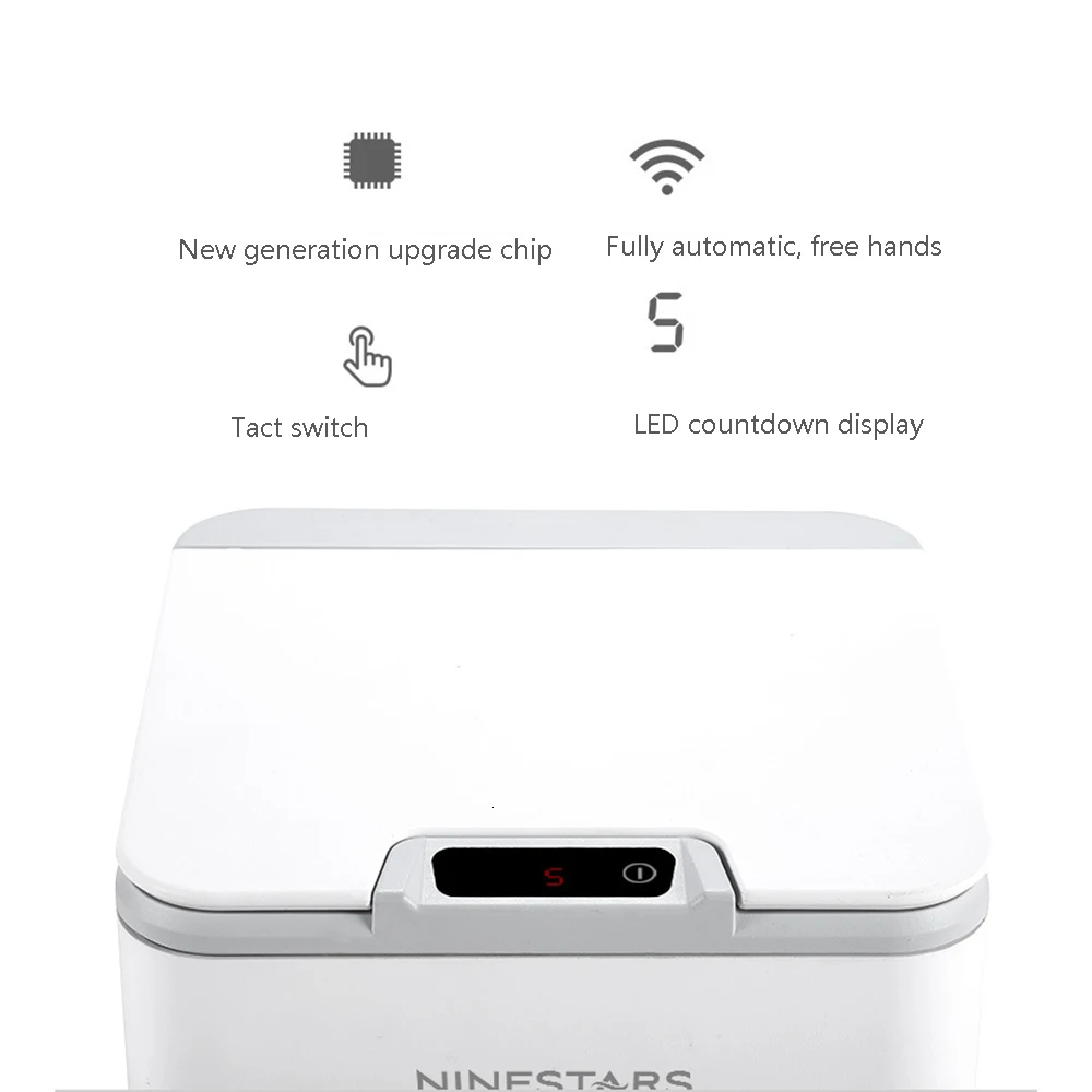  Xiaomi Ninestars 10L IPX3 Waterproof Dustbin Sensor Household Smart Dustbin Contactless Dustbin