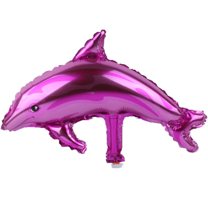 16 дюймов мини фольга тема океана вечерние шары Осьминог Дельфин Акула КИТ с днем рождения украшения Детские воздушные гелиевые балоны - Цвет: red Dolphin