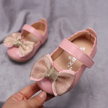 

Newest Girls Leather Shoes Children Girls Baby Princess Bowknot Sneakers Pearl Diamond Single Shoes Kids Dance Shoes