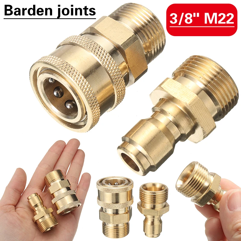 3/8inch M22 Brass Pressure Car Washer Quick Release Adapters Connector 2PCS ET