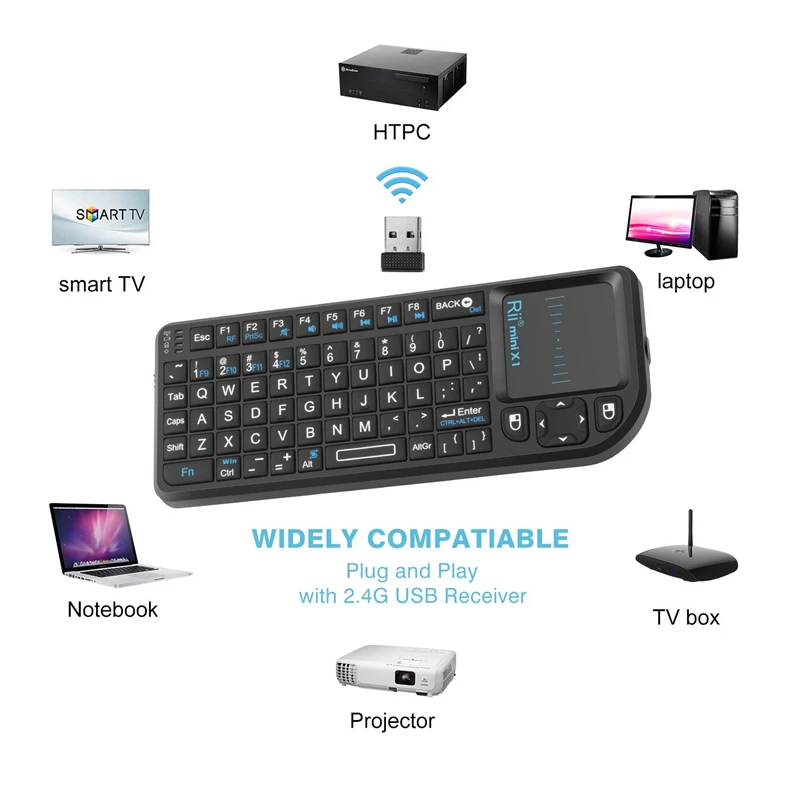 X1 мини беспроводная клавиатура Touch 2,4G Fly Air mouse с сенсорной панелью для игр для телеприставки Smart tv пульт дистанционного управления