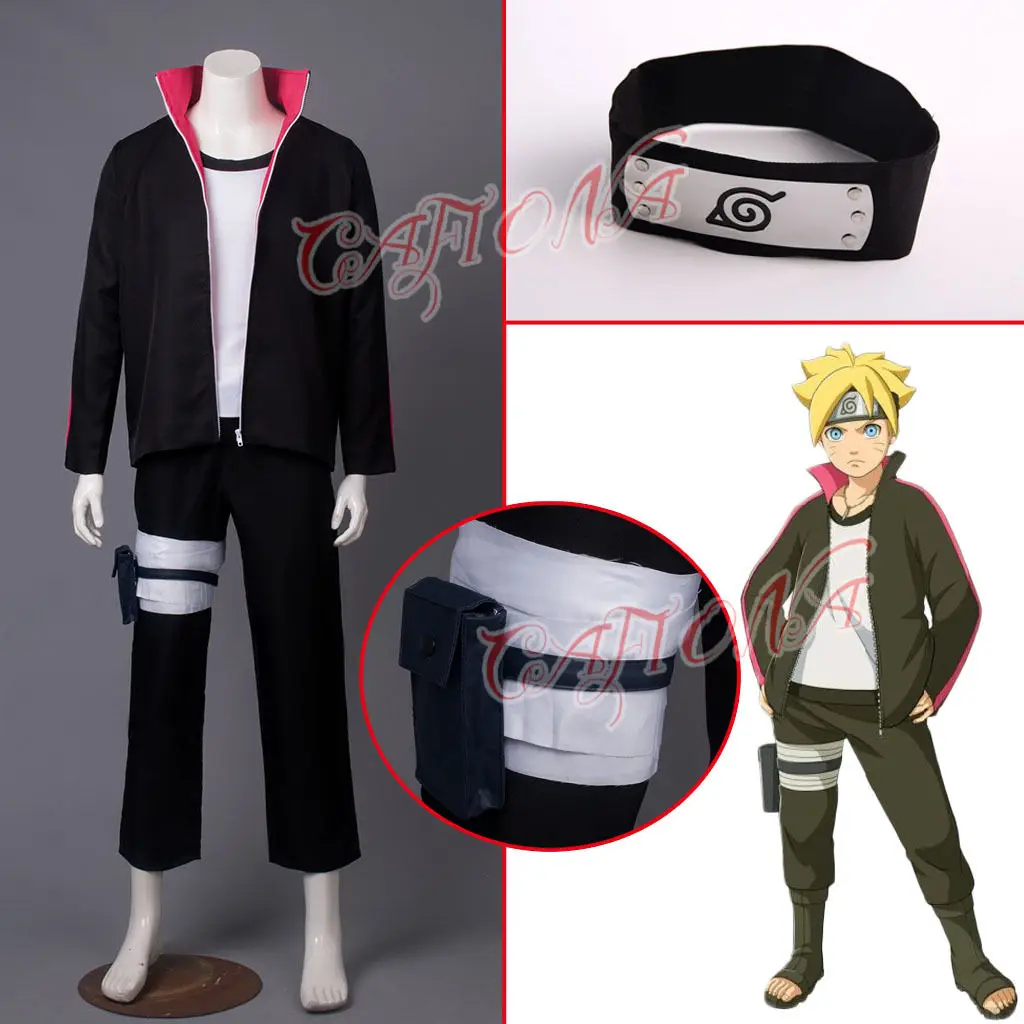 

Cafiona Anime Costumes Boruto Uzumaki Cosplay Costume Black Headband Man Outfits Halloween