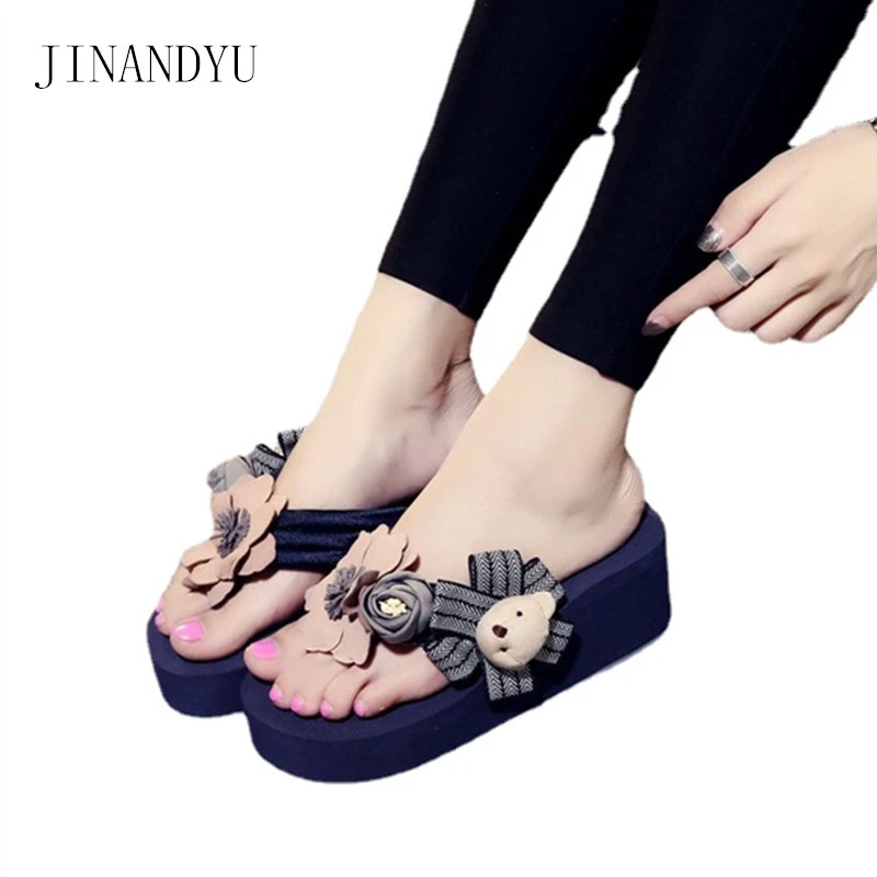 Chanclas de para niña, sandalias de plataforma con cuñas, zapatos de zapatillas de tacón alto para mujer, chanclas de talla 42|Zapatillas| - AliExpress