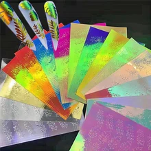 16 шт. голограмма листья ногтей Стикеры самоклеющиеся пламени Маникюр для ногтей огонь 3d Nail Стикеры s голографические наклейки для ногтей