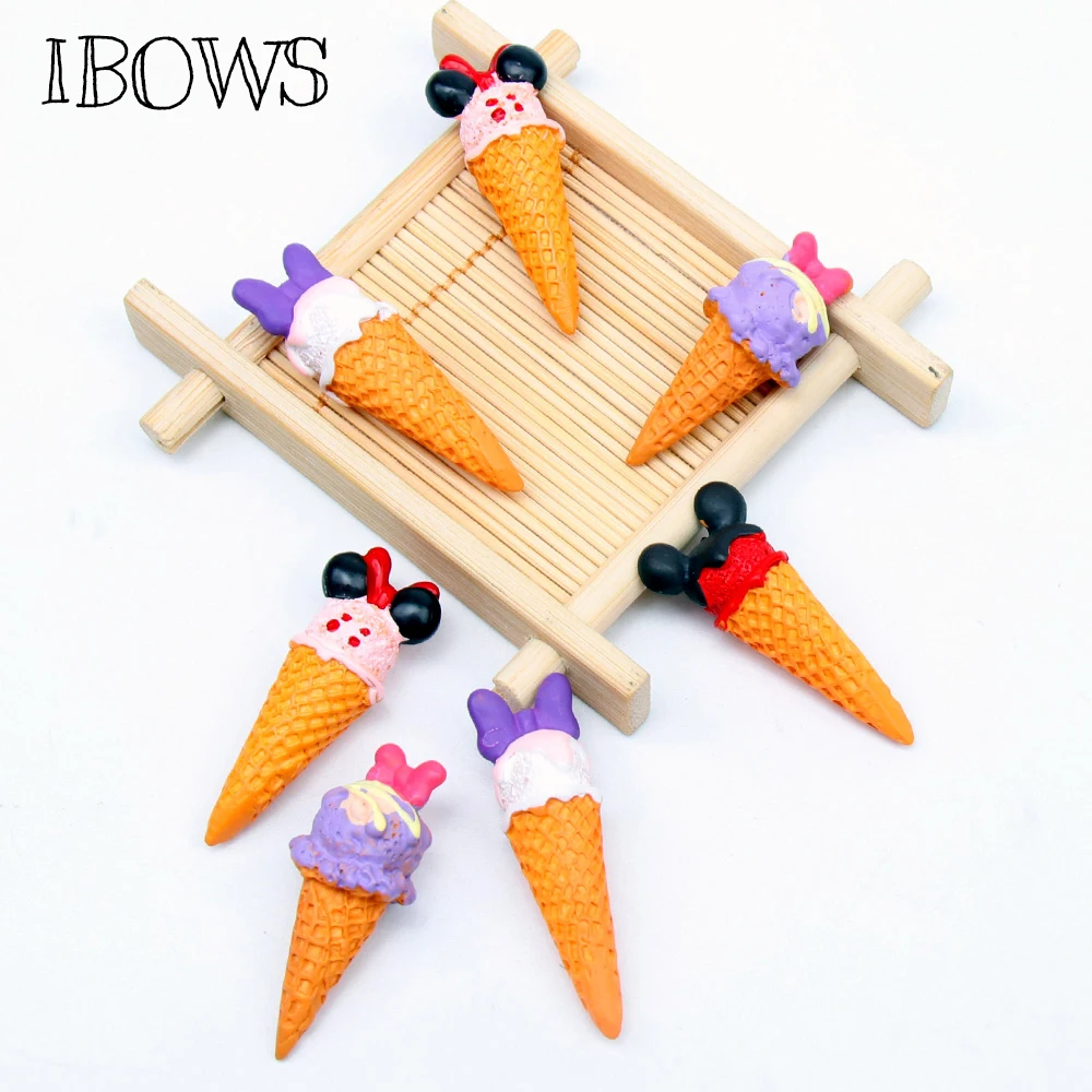 

IBOWS 4pcs Cute Ice Cream Resin Simulation Food Resin Toy for DIY Phone Case Decoration Hair Accessories Scrapbook Crafts Resins