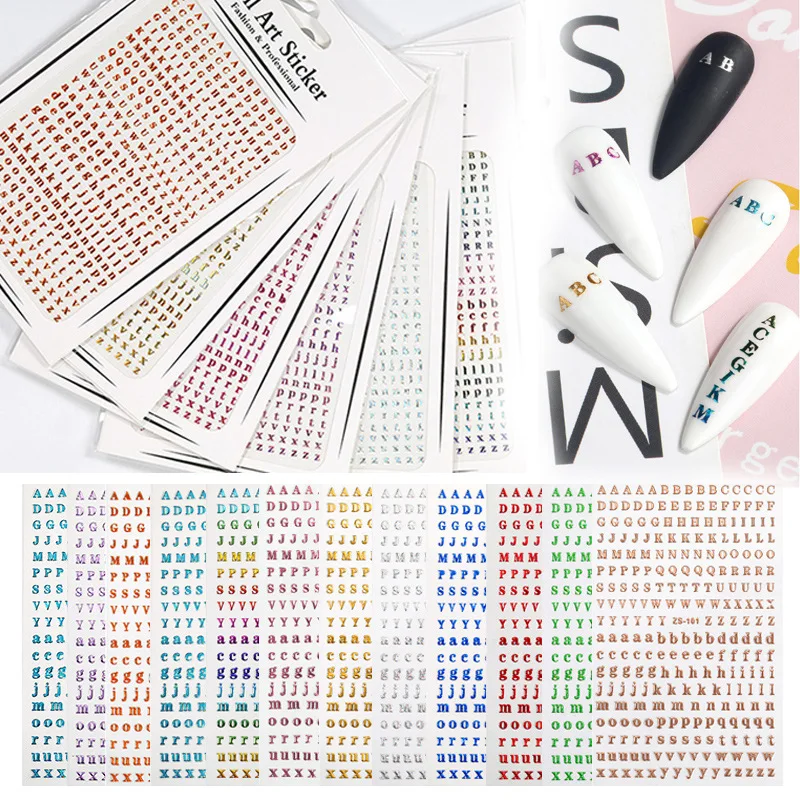 Leamx 1pcs Nail Sticker Europe Nail Stickers Laser Aurora 3d Letters