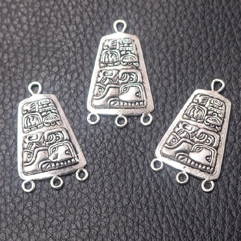 

10pcs Silver Plated Mystery Mayan Picture Charm Retro Earrings Necklace DIY Jewelry Handicraft Metal Connectors Findings 31*19mm