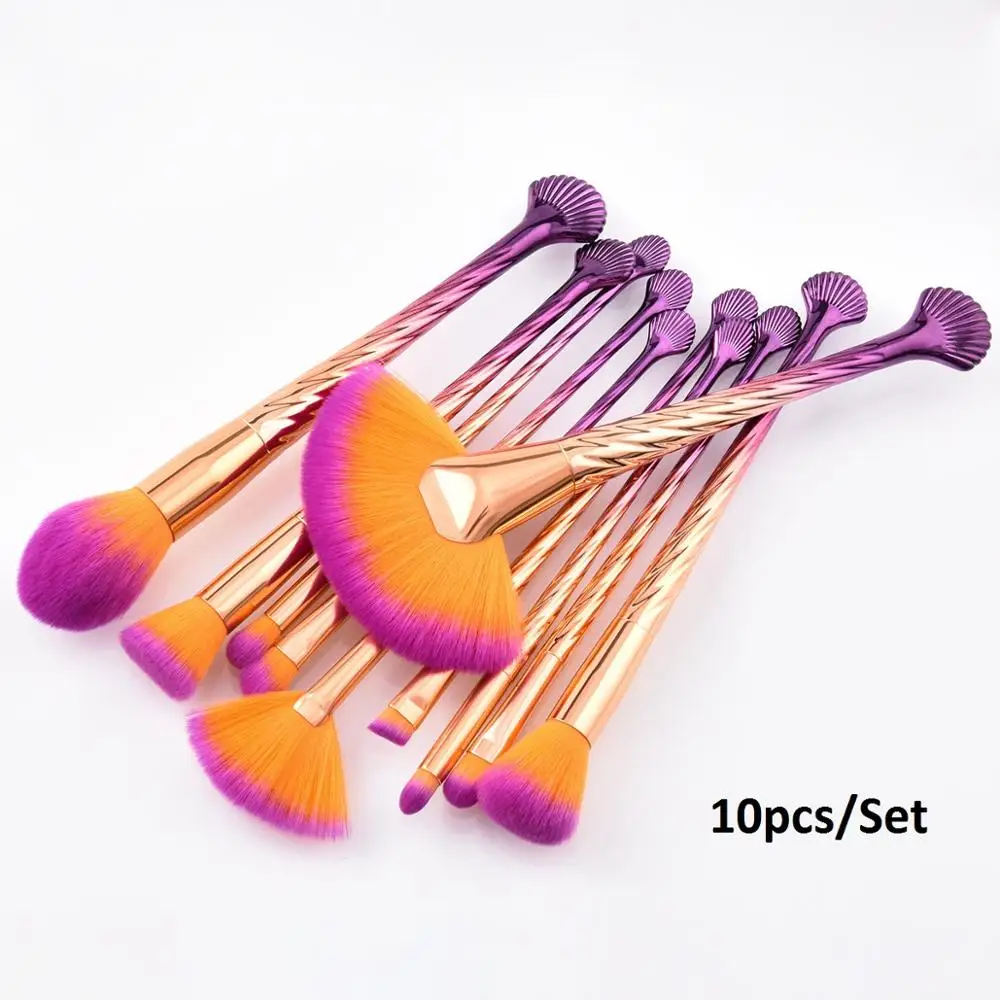 

Mermaid Makeup Brushes Set Dazzling Colorful Unicorn Shell Fish Angle Eyeshadow Eyebrow Base Make Up Kit Pincel Maquiagem Supply